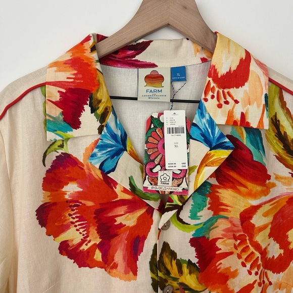 NWT Farm Rio x Anthropologie Scalloped Shirt Dress XL - Picture 6 of 7